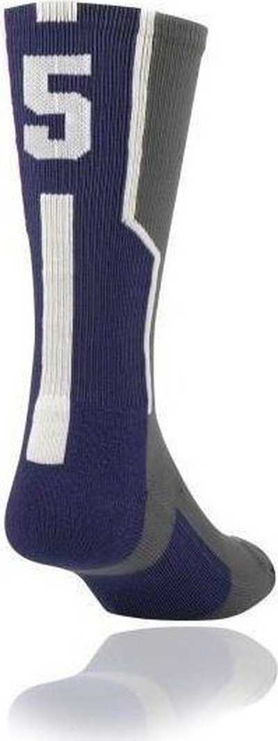 TCK Player ID Number Single Crew Sock (NOT a Pair) - Gray Ny Wh - HIT a Double