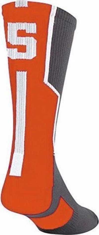 TCK Player ID Number Single Crew Sock (NOT a Pair) - Gray Org Wh - HIT a Double