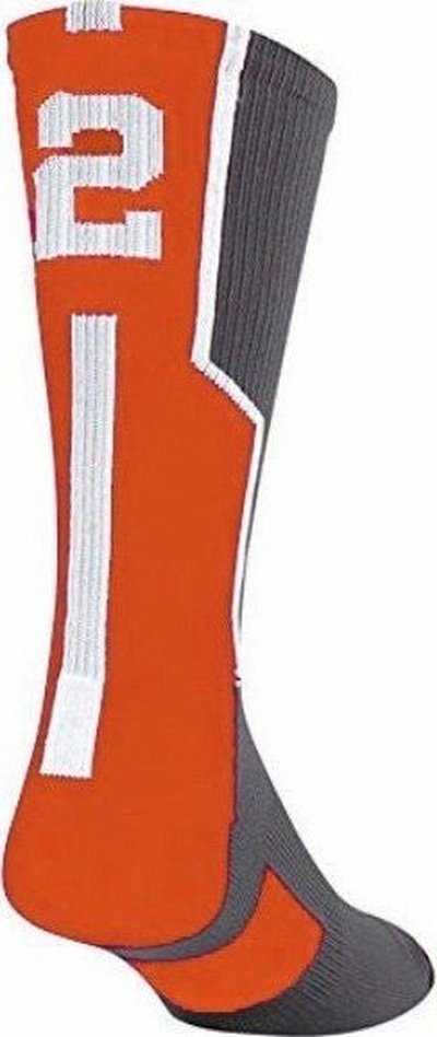 TCK Player ID Number Single Crew Sock (NOT a Pair) - Gray Org Wh - HIT a Double