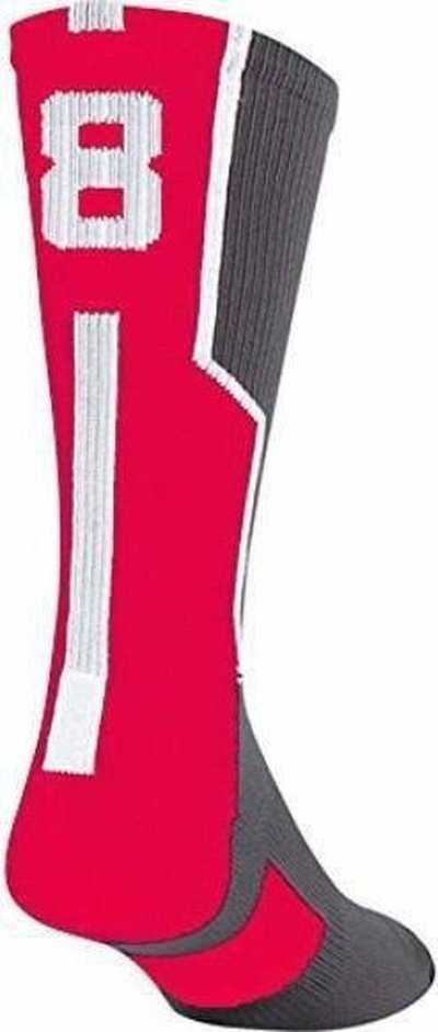 TCK Player ID Number Single Crew Sock (NOT a Pair) - Gray Rd Wh - HIT a Double
