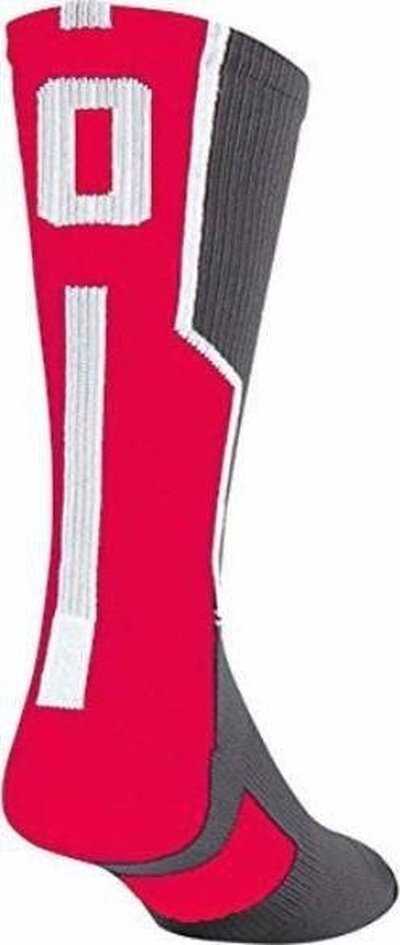 TCK Player ID Number Single Crew Sock (NOT a Pair) - Gray Rd Wh - HIT a Double