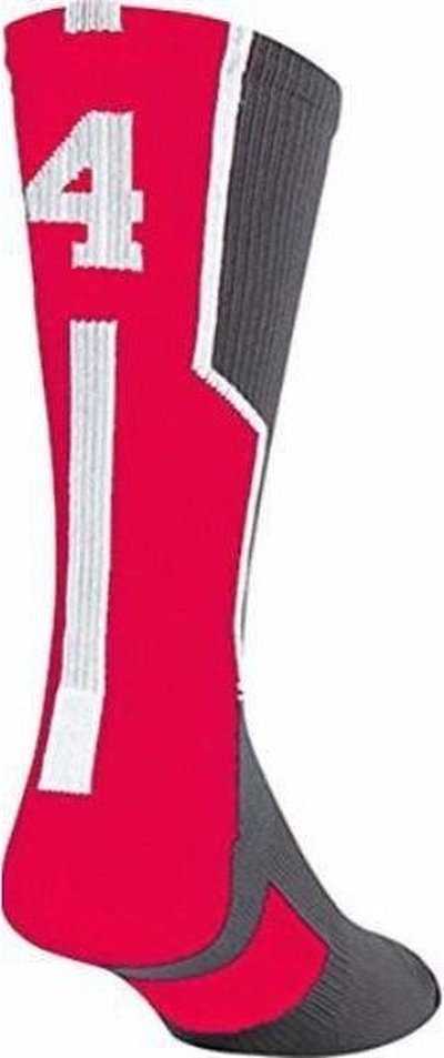 TCK Player ID Number Single Crew Sock (NOT a Pair) - Gray Rd Wh - HIT a Double