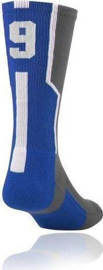 TCK Player ID Number Single Crew Sock (NOT a Pair) - Gray Ry Wh - HIT a Double