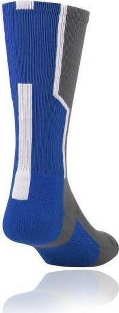 TCK Player ID Number Single Crew Sock (NOT a Pair) - Gray Ry Wh - HIT a Double