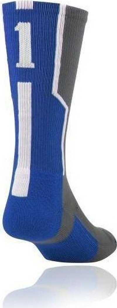 TCK Player ID Number Single Crew Sock (NOT a Pair) - Gray Ry Wh - HIT a Double