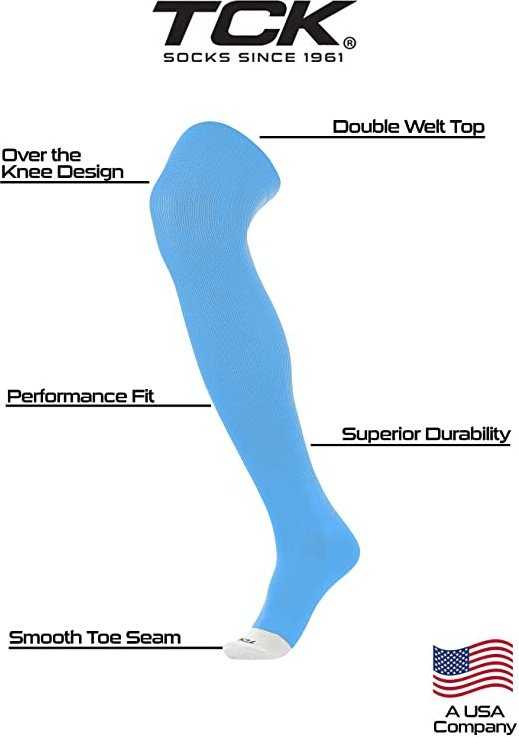 TCK Prosport Over the Knee Baseball Socks - Columbia Blue - HIT a Double