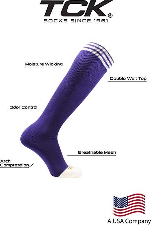 TCK Prosport Striped Knee High Tube Socks - Purple White - HIT a Double