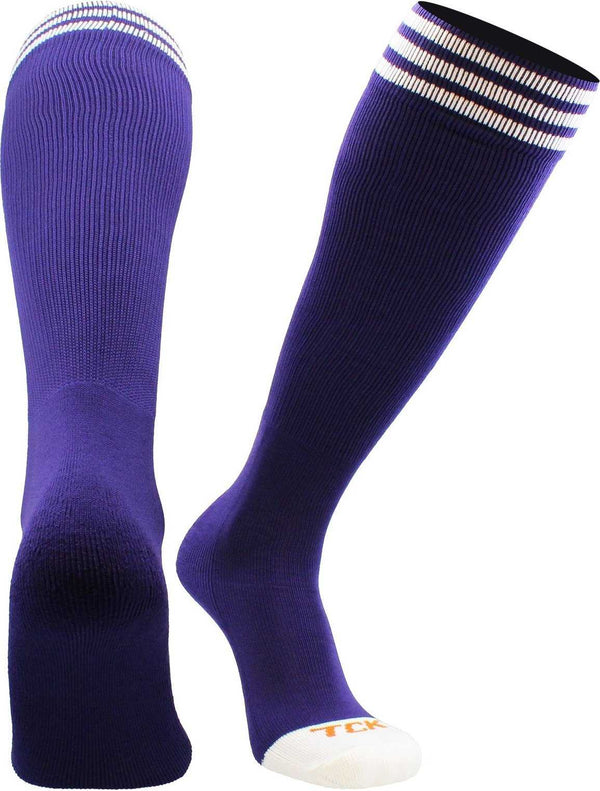 TCK Prosport Striped Knee High Tube Socks - Purple White - HIT a Double