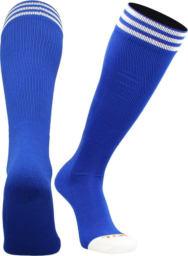 TCK Prosport Striped Knee High Tube Socks - Royal White - HIT a Double
