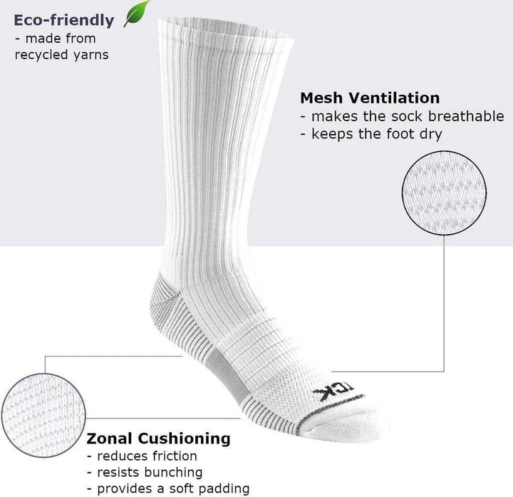 TCK Repreve Crew Socks (3 pack) - White - HIT a Double