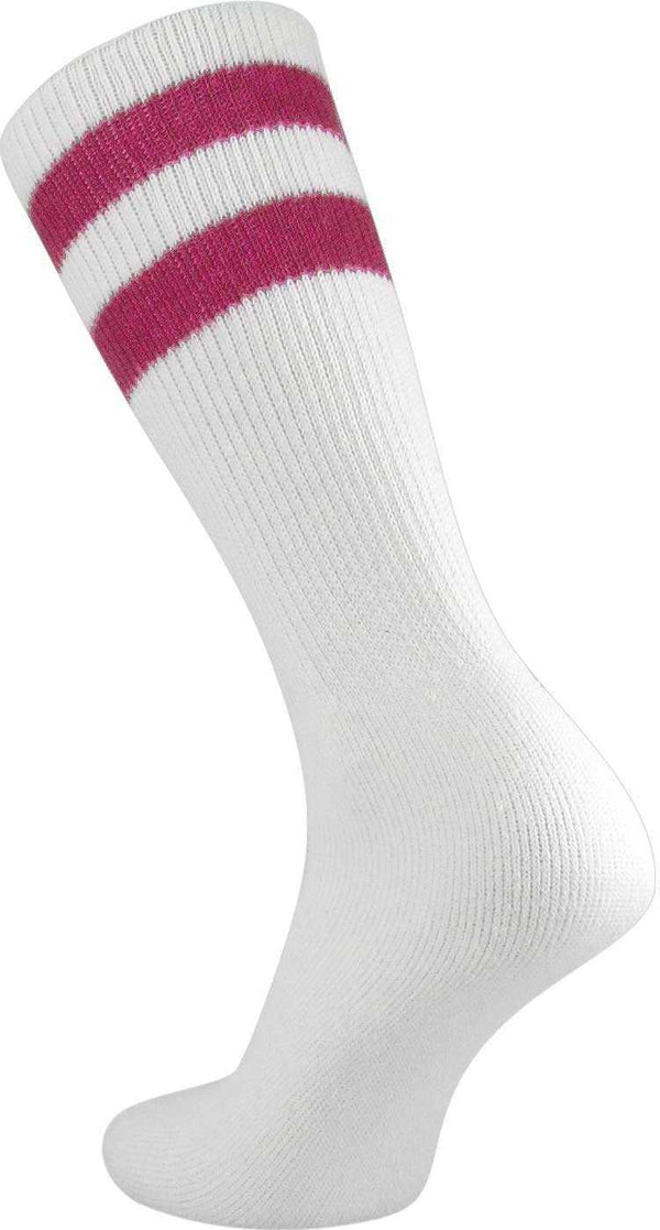 TCK Retro 2-Stripe Mid Calf Tube Socks - White Cardinal - HIT a Double