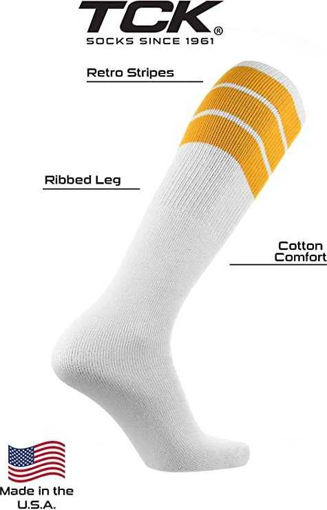 TCK Retro 3-Stripe Knee High Multisport Tube Socks - White Columbia Blue - HIT a Double