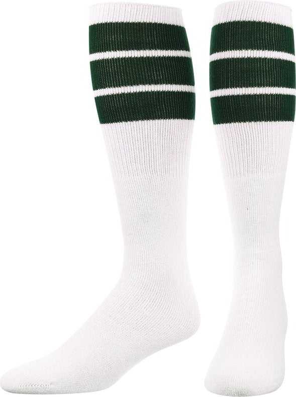 TCK Retro 3-Stripe Knee High Multisport Tube Socks - White Dark Green - HIT a Double