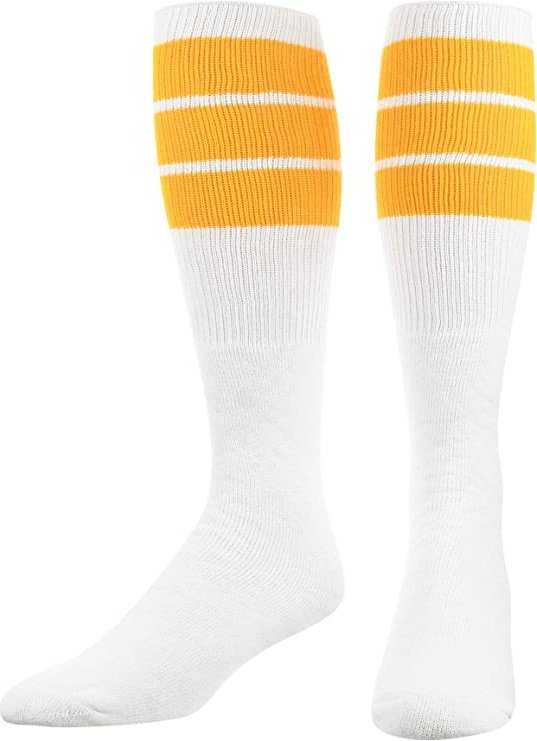 TCK Retro 3-Stripe Knee High Multisport Tube Socks - White Gold - HIT a Double