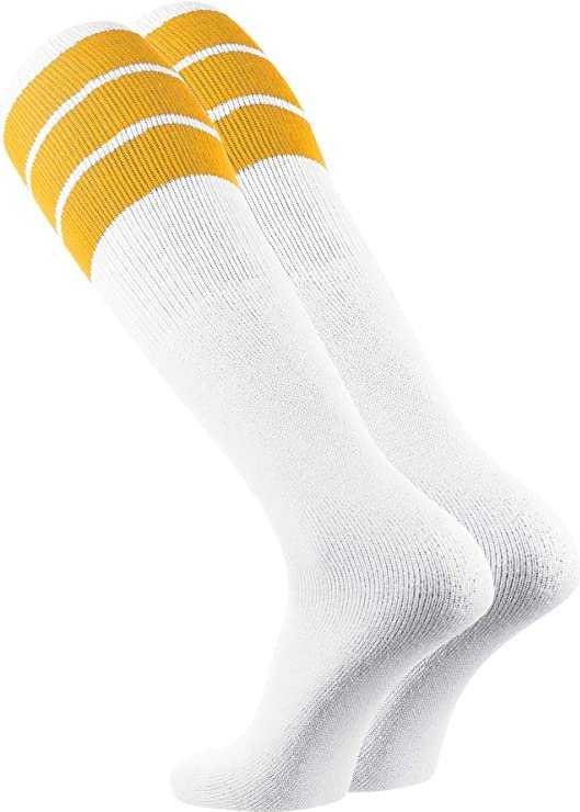 TCK Retro 3-Stripe Knee High Multisport Tube Socks - White Gold - HIT a Double