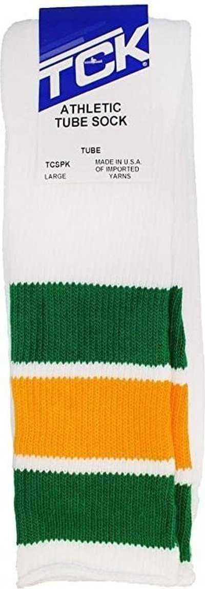 TCK Retro 3-Stripe Knee High Multisport Tube Socks - White Kelly Gold Kelly - HIT a Double