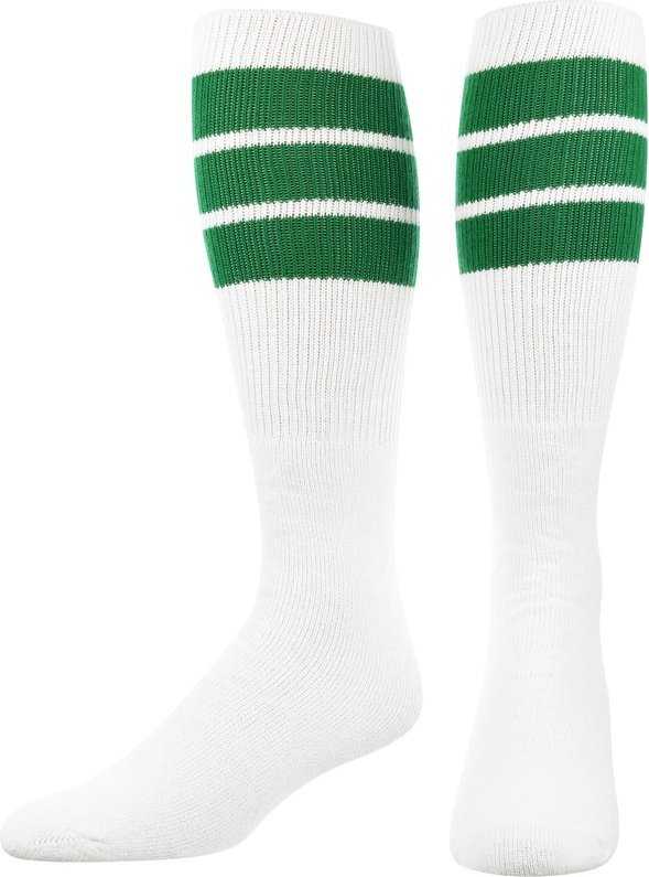 TCK Retro 3-Stripe Knee High Multisport Tube Socks - White Kelly - HIT a Double