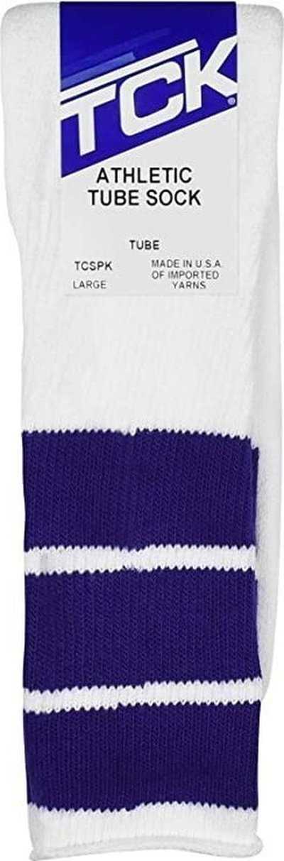 TCK Retro 3-Stripe Knee High Multisport Tube Socks - White Purple - HIT a Double