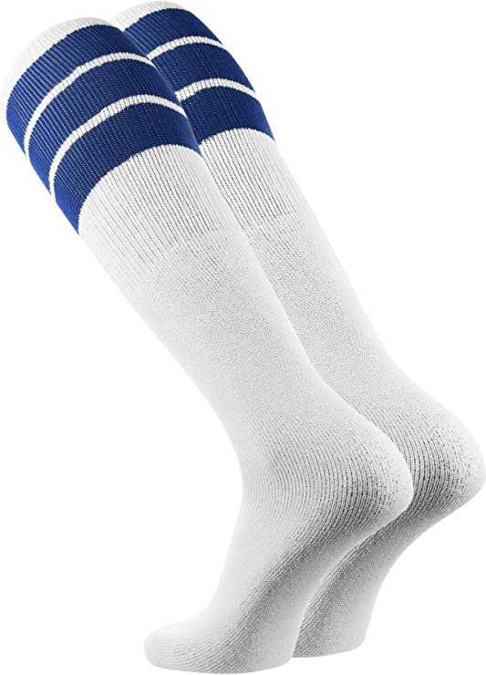 TCK Retro 3-Stripe Knee High Multisport Tube Socks - White Royal - HIT a Double