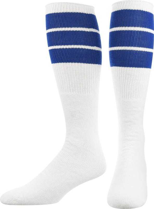 TCK Retro 3-Stripe Knee High Multisport Tube Socks - White Royal - HIT a Double