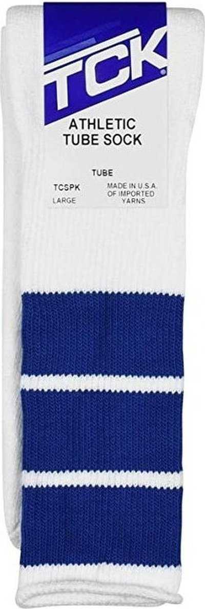 TCK Retro 3-Stripe Knee High Multisport Tube Socks - White Royal - HIT a Double