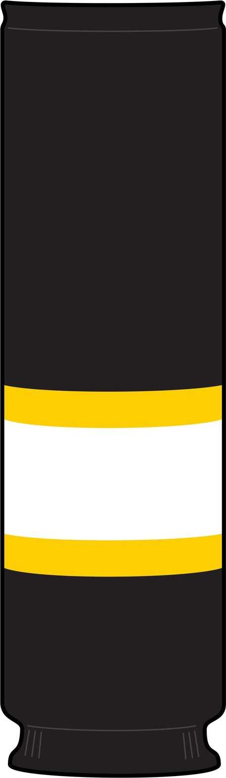 TCK Rib Knit Hockey Sock - BOS Black Gold White - HIT a Double