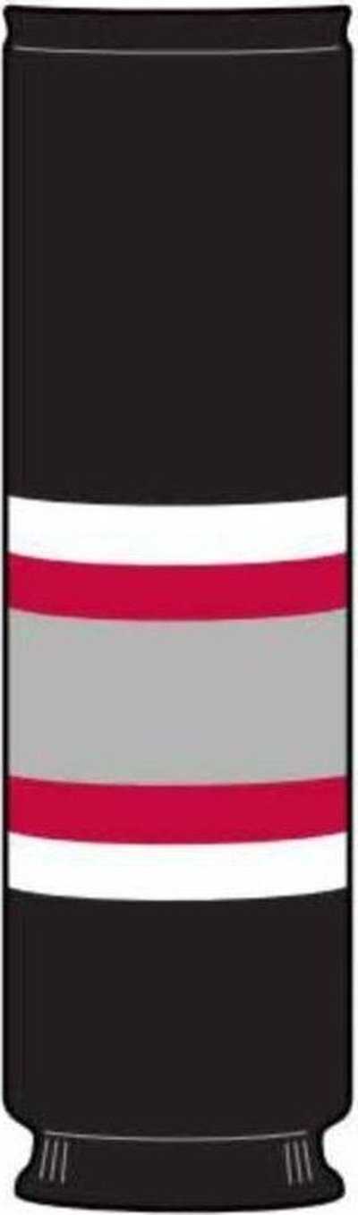 TCK Rib Knit Hockey Sock - BUF Black White Scarlet Gray - HIT a Double