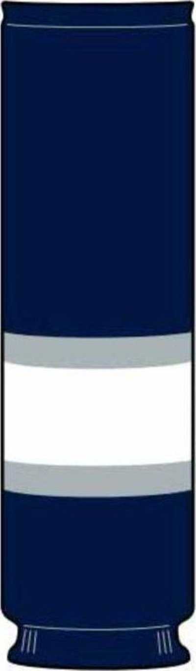 TCK Rib Knit Hockey Sock - EDM Navy Grey White - HIT a Double