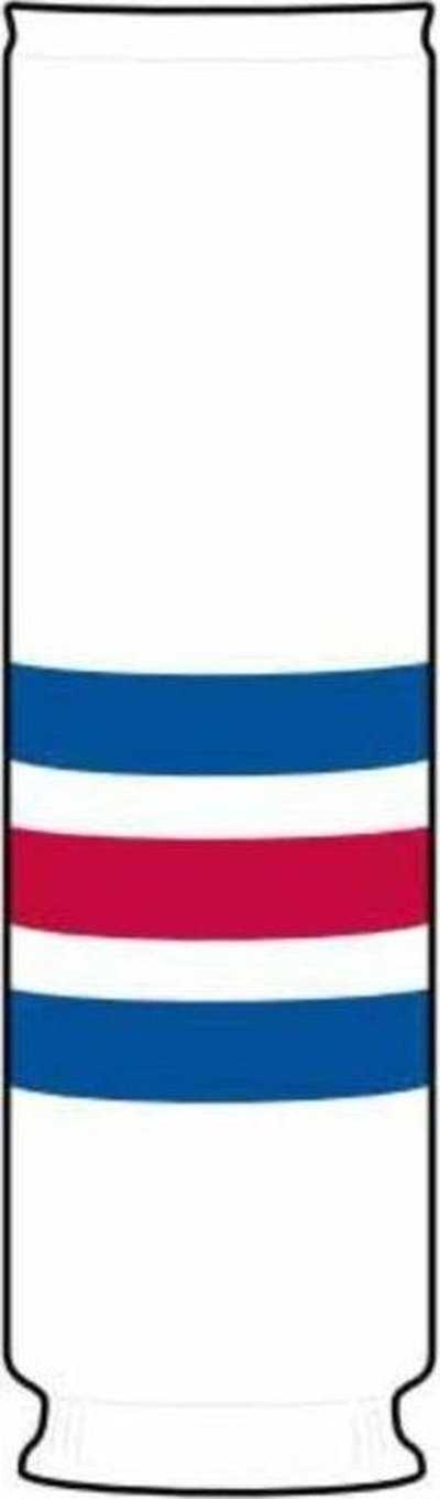 TCK Rib Knit Hockey Sock - NWY White Royal Scarlet - HIT a Double