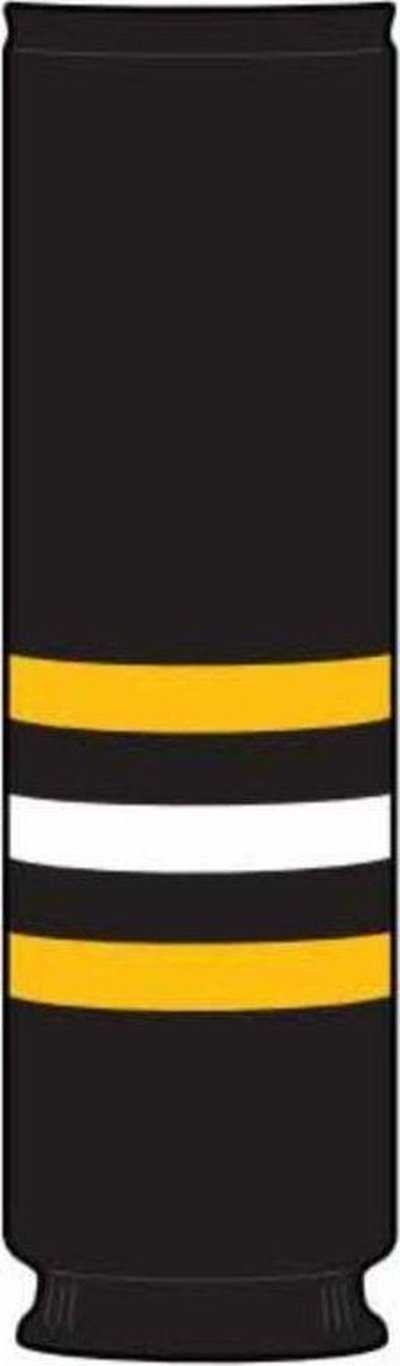 TCK Rib Knit Hockey Sock - PIT Black Gold White - HIT a Double
