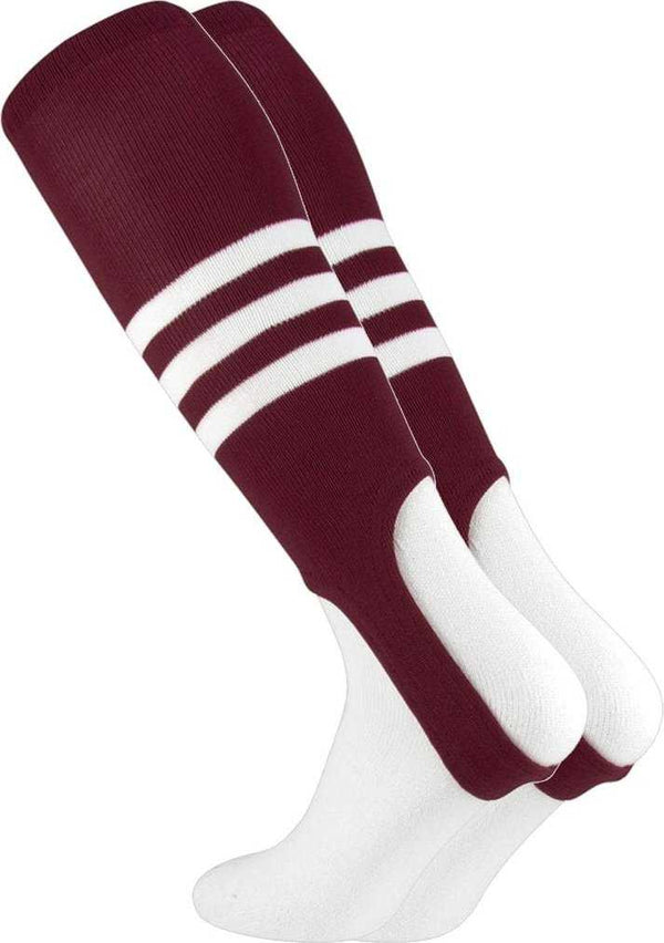 TCK Stirrups with 3 White Stripes - Maroon White - HIT a Double