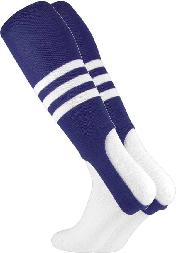 TCK Stirrups with 3 White Stripes - Navy White - HIT a Double