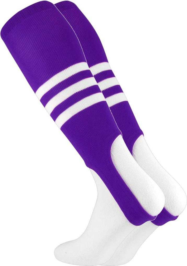 TCK Stirrups with 3 White Stripes - Purple White - HIT a Double