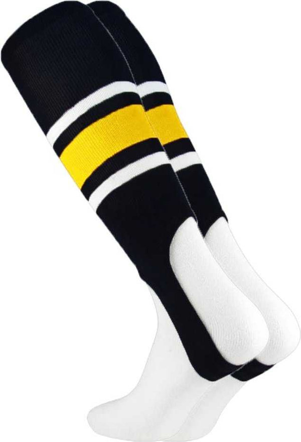 TCK Stirrups with Stripes - Black White Gold - HIT a Double