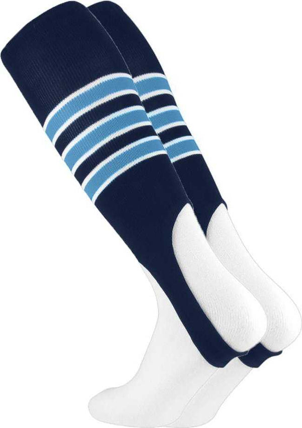 TCK Stirrups with Stripes - Navy White Columbia Blue - HIT a Double