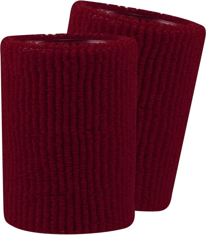 TCK Terry Wristbands 5" Wide - Cardinal - HIT a Double