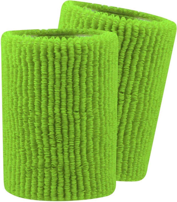 TCK Terry Wristbands 5" Wide - Neon Green - HIT a Double