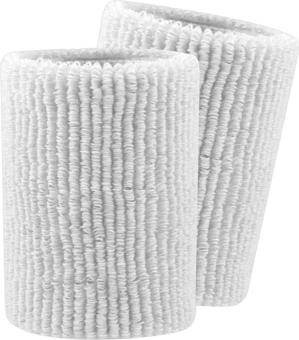 TCK Terry Wristbands 5" Wide - White - HIT a Double