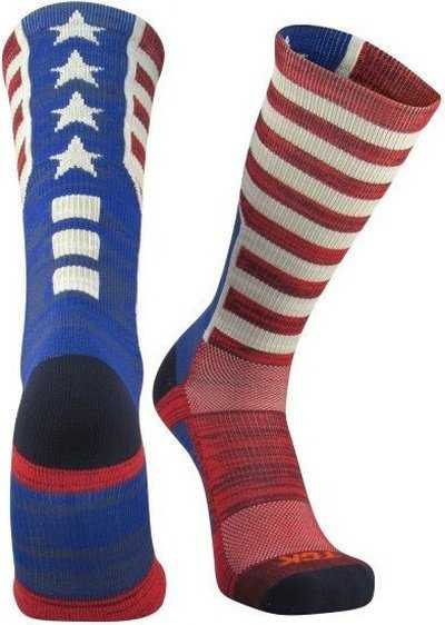 TCK USA Old Glory Crew Socks - Scarlet Royal White - HIT a Double