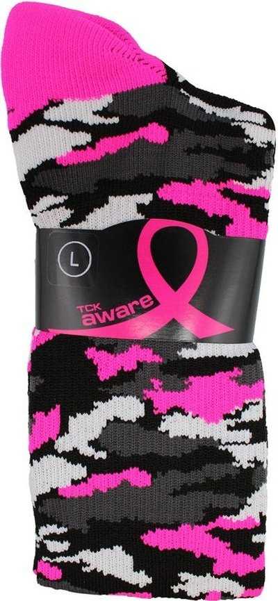 TCK Woodland Aware Breast Cancer Ribbon Knee High Socks - Black Hot Pink - HIT a Double