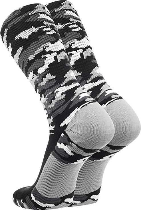 TCK Woodland Camo Crew Socks - Black Camo - HIT a Double