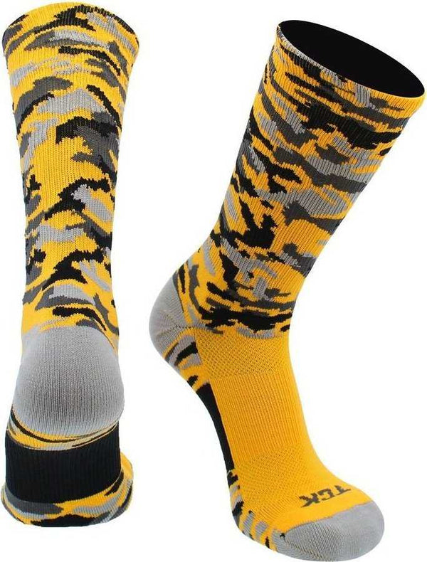 TCK Woodland Camo Crew Socks - Gold Camo - HIT a Double