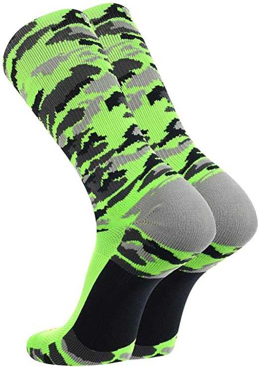 TCK Woodland Camo Crew Socks - Neon Green Camo - HIT a Double