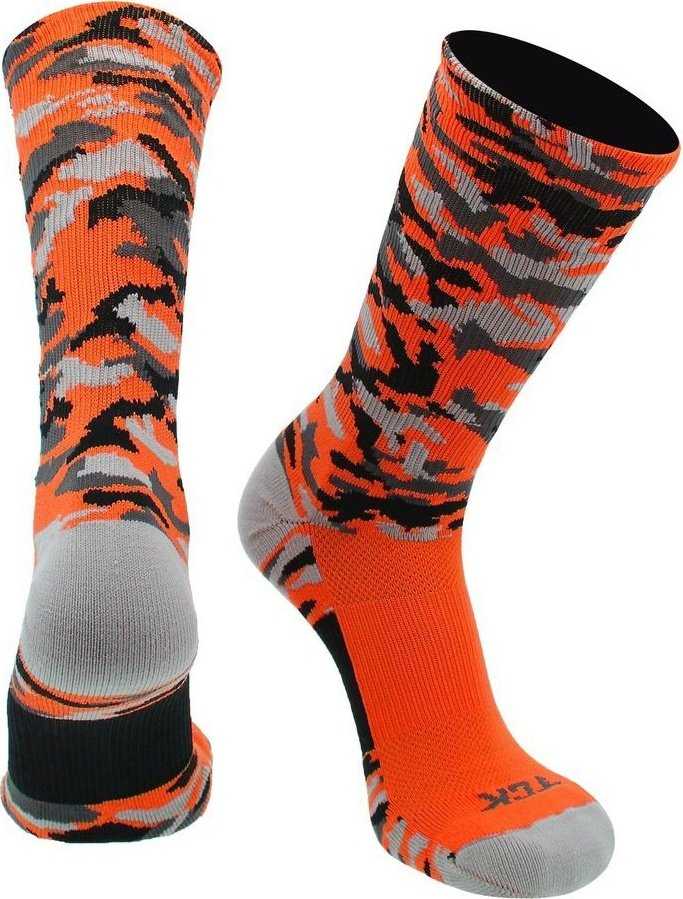 TCK Woodland Camo Crew Socks - Orange Camo - HIT a Double