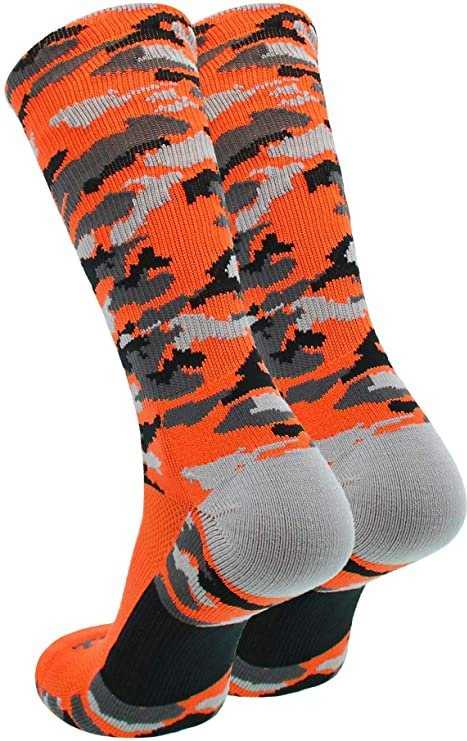 TCK Woodland Camo Crew Socks - Orange Camo - HIT a Double