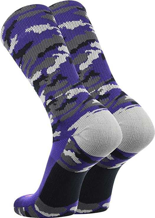 TCK Woodland Camo Crew Socks - Purple Camo - HIT a Double