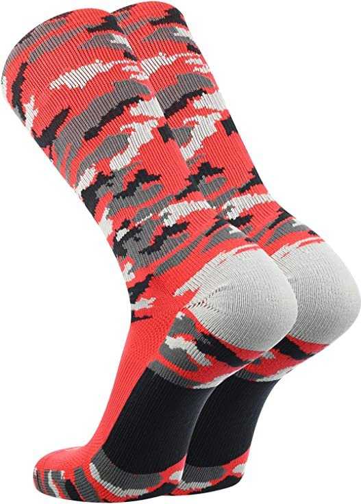 TCK Woodland Camo Crew Socks - Red Camo - HIT a Double