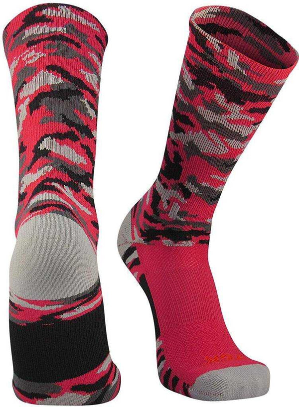 TCK Woodland Camo Crew Socks - Red Camo - HIT a Double
