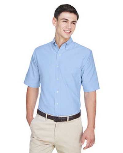 Ultraclub 8972 Men's Wrinkle-Resistant Short-Sleeve Oxford - Light Blue - HIT a Double