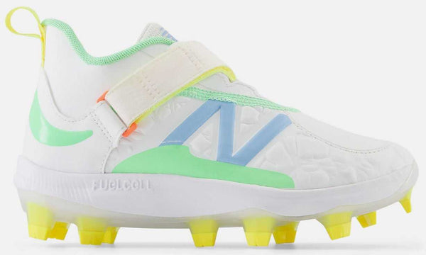 New Balance FuelCell Lindor 2 Youth Baseball Cleats - Optic White Neon Dragonfly Electric Jade - HIT a Double - 1